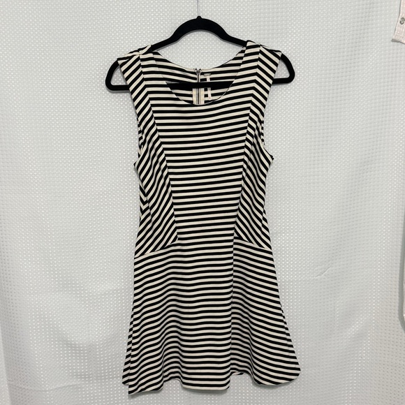 Free People Cha Cha Black White Stripe Skater Dress Sleeveless Fit Flare M - Picture 8 of 10